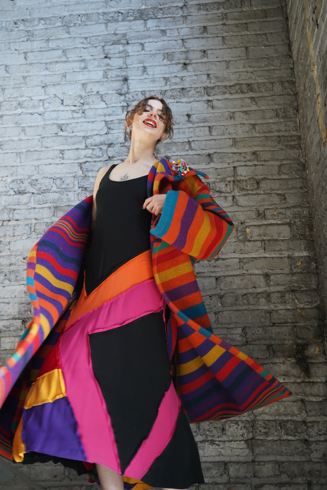 Y2K Tony Lambert Rainbow Stripe Wool Blend Sweater Jacket