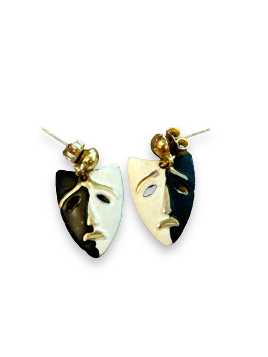 1990s Gold Enamel “Drama” Earrings