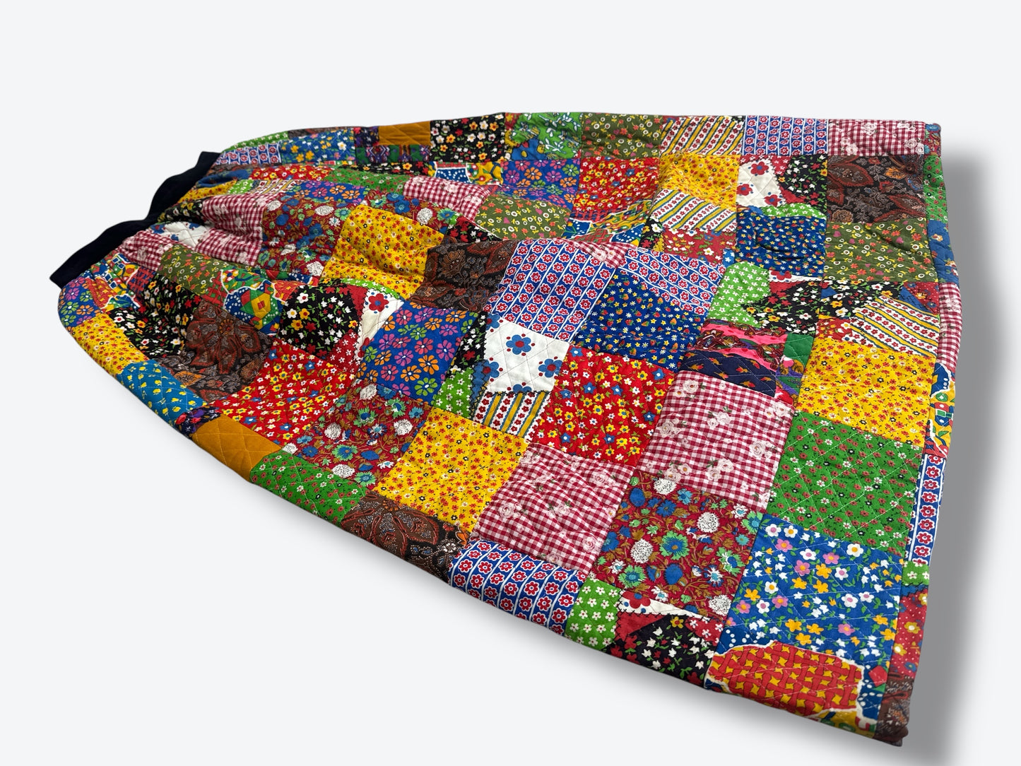 1970s Handmade Patchwork Quilt Skirt – Boho Prairie Maxi