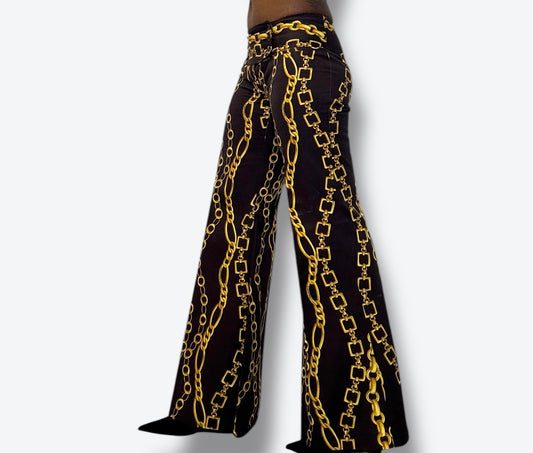 Dolce + Gabanna Chain Link Brown and Gold Pants