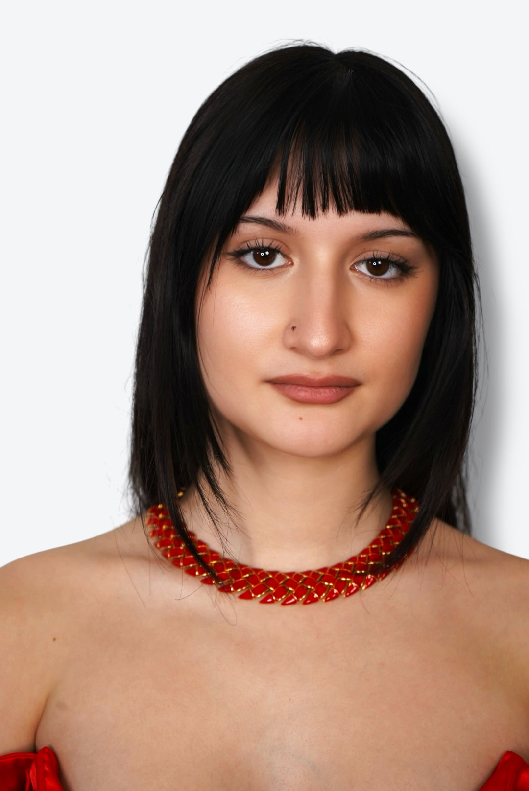 1980s Red and Gold Snake Chocker