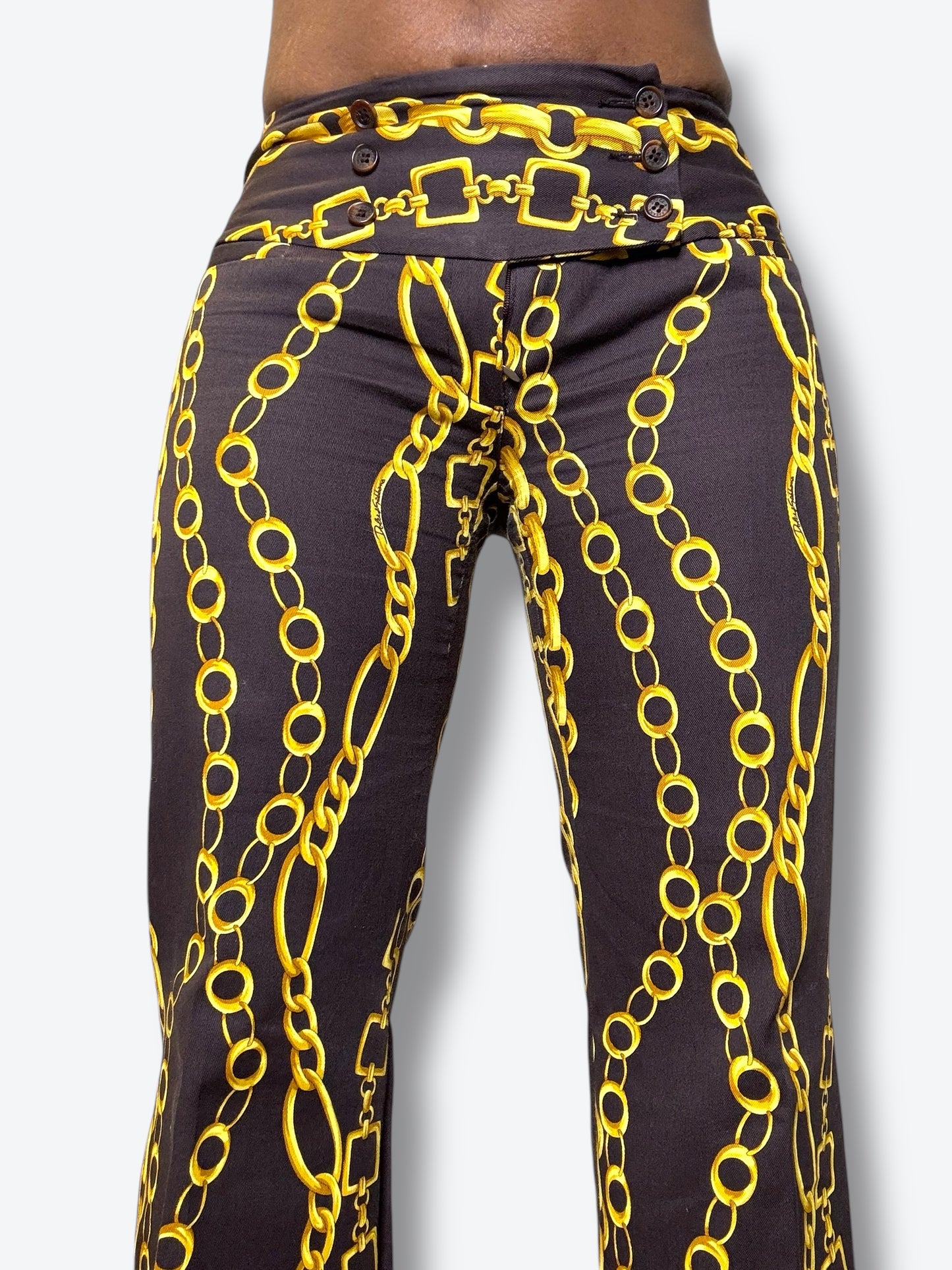 Dolce + Gabanna Chain Link Brown and Gold Pants