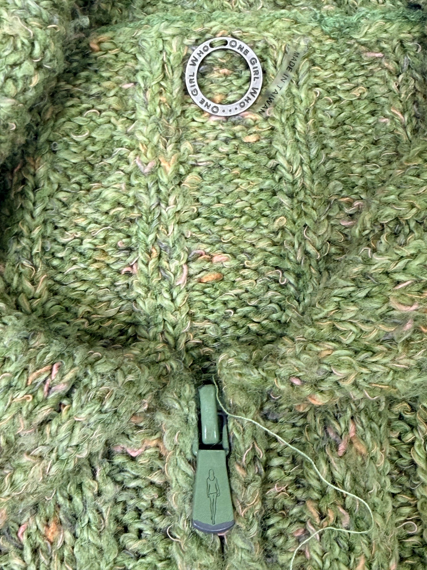 “One Girl Who One Girl Who” Y2K Aysmmetrical Green Sweater