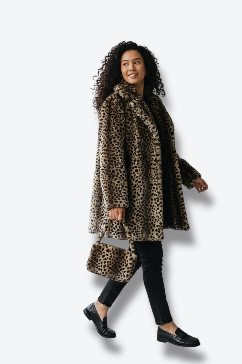 Y2K Hannah by Marlow One Button Cheetah Faux Fur Jacket