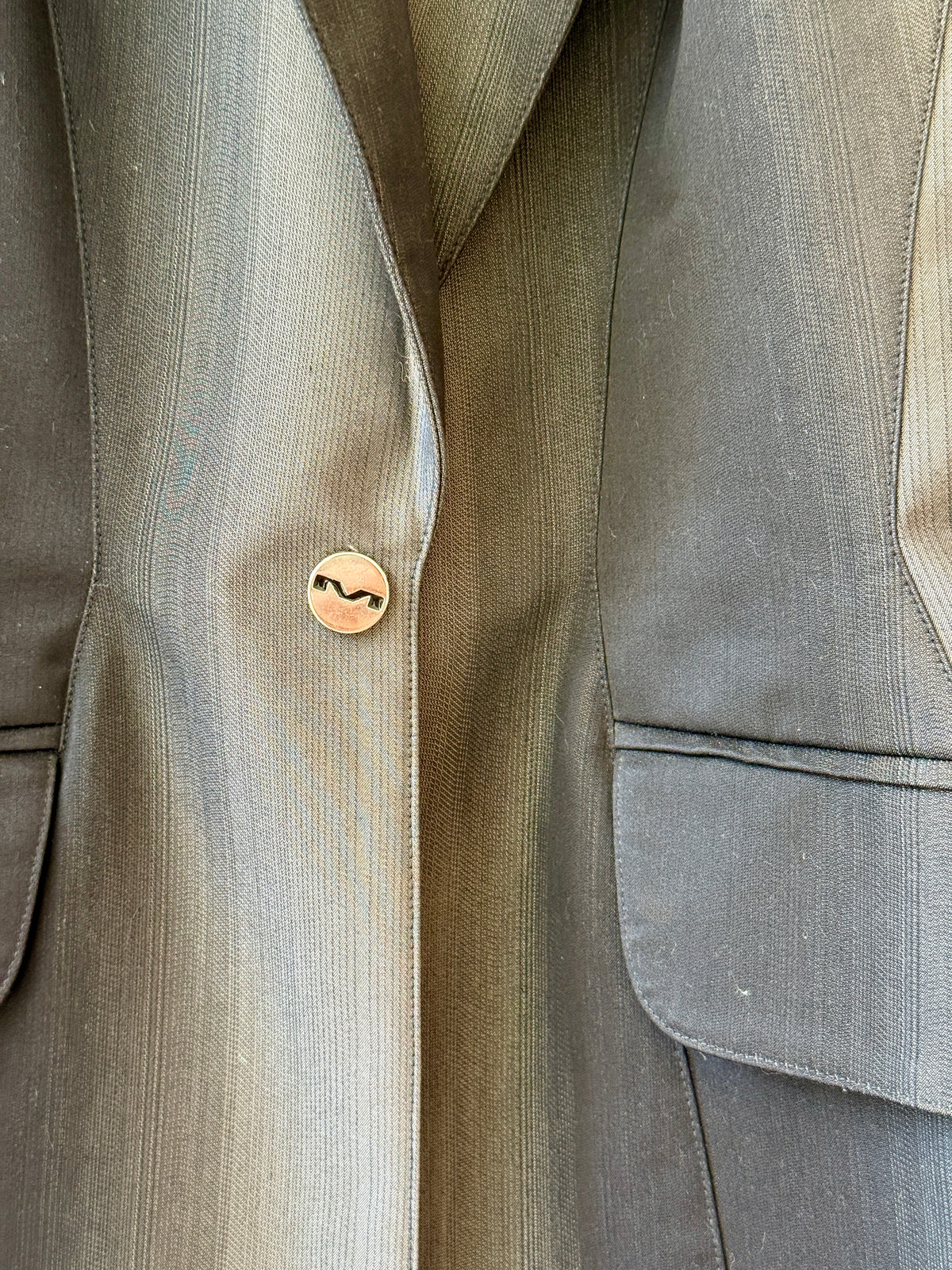 1990s Mugler Sliver & Gray Suit Jacket