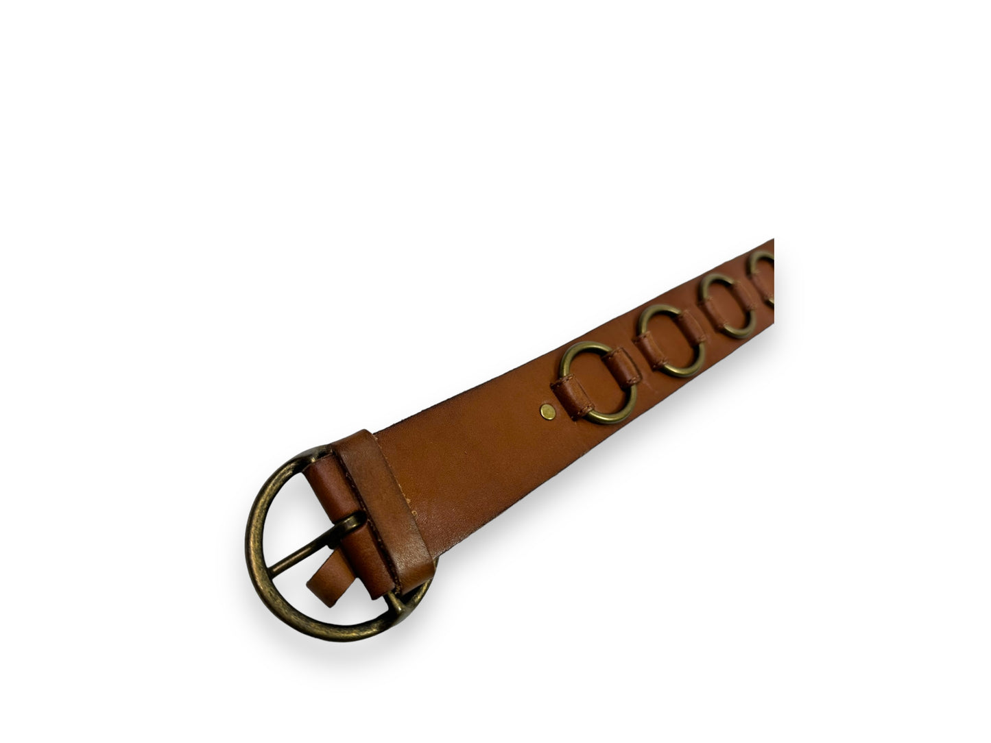 Y2K Brown + Brass Ring Belt