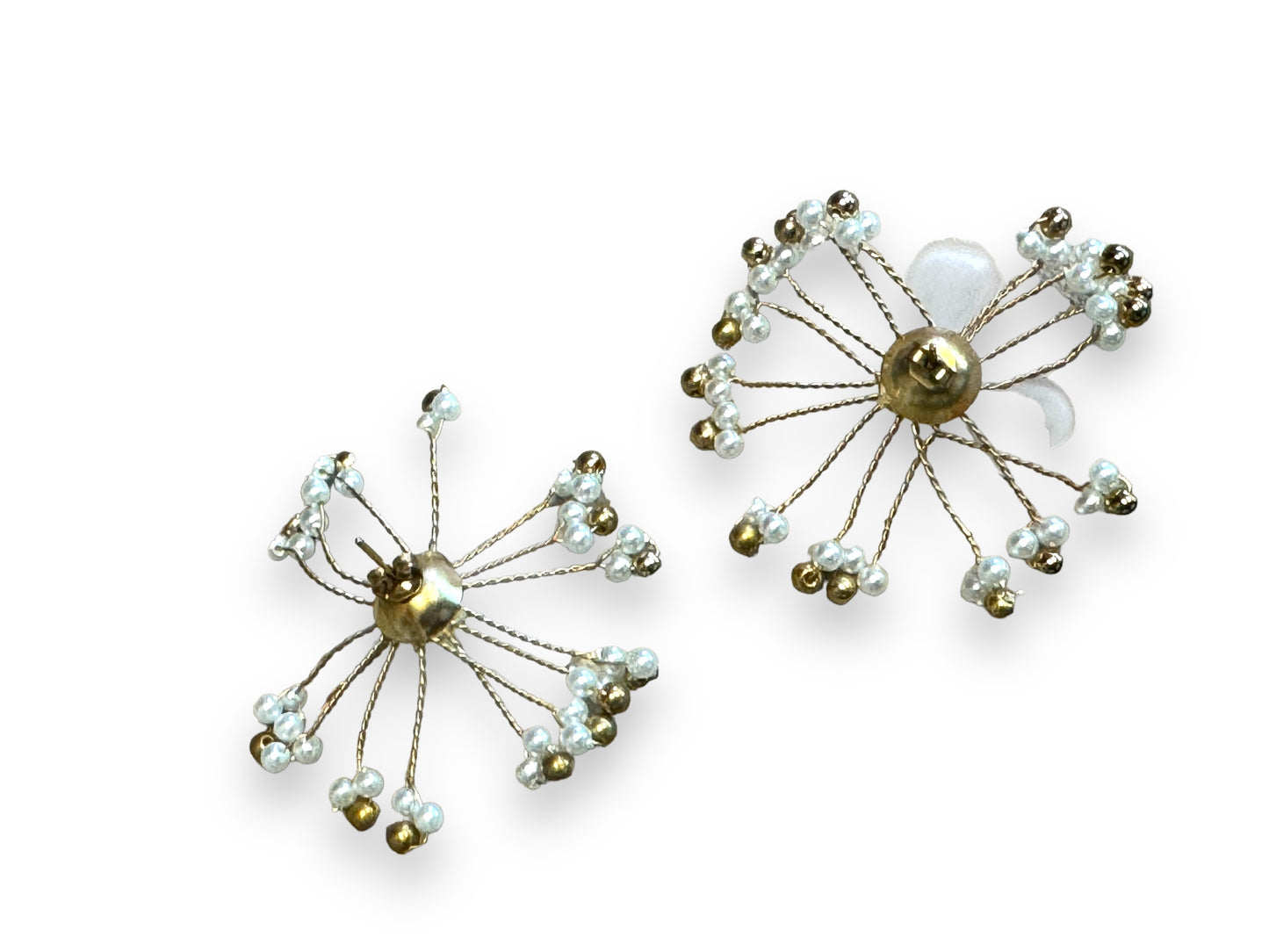 1990s Lucite Floral and Beaded Floral Earrings