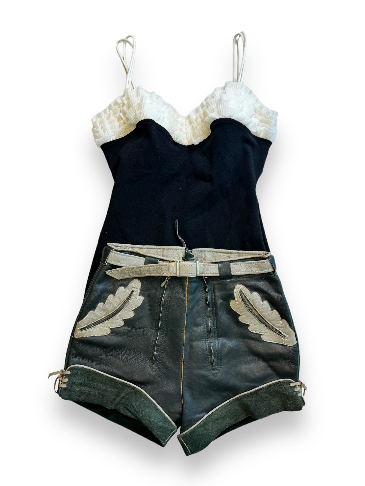 1970s Vintage Leather Leaf Shorts