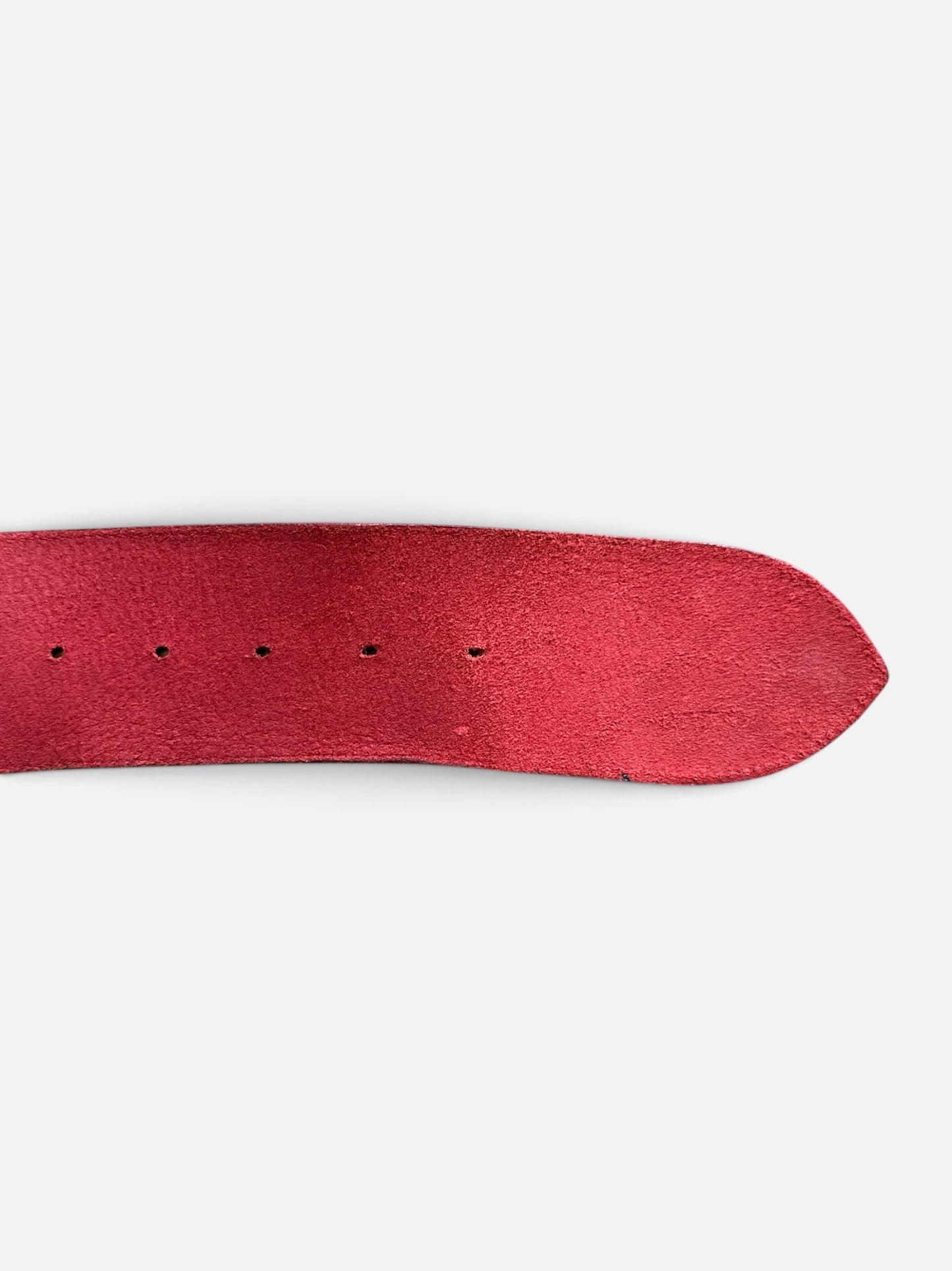 1970s Red Genuine Leather Buckle Belt