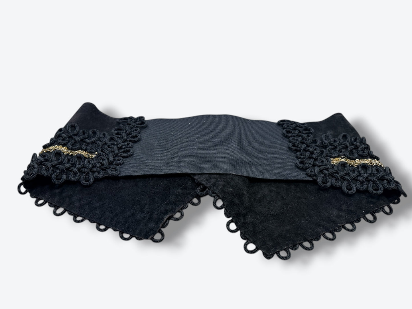 Vintage Embellished Statement Belt with Gold Buckle & Trim Detail