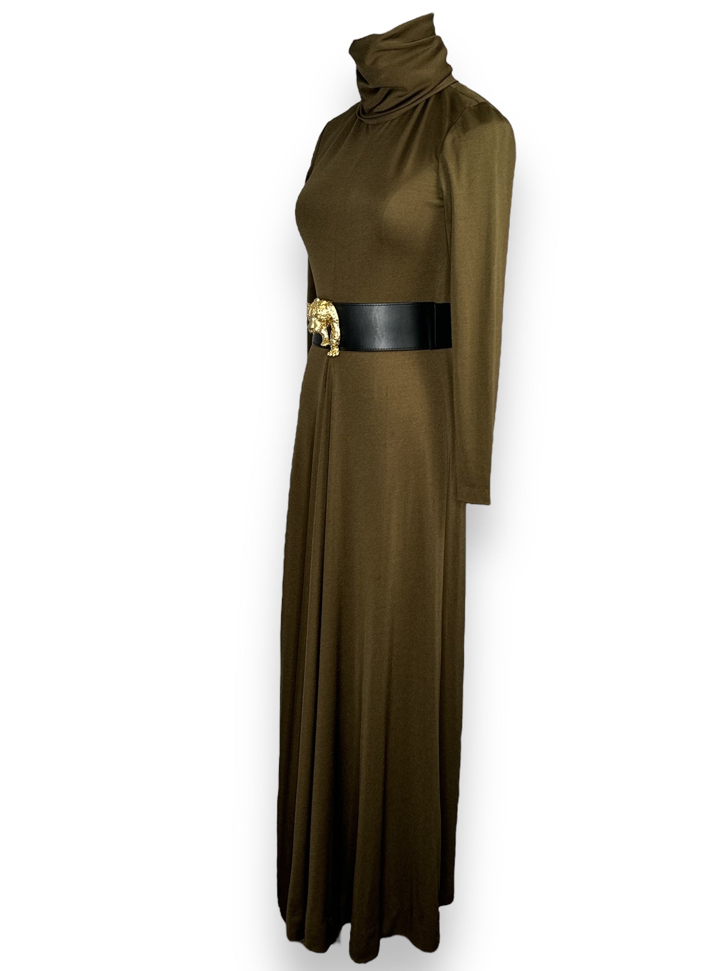 1970s “John Anthony” Brown Cowl Neck Dress