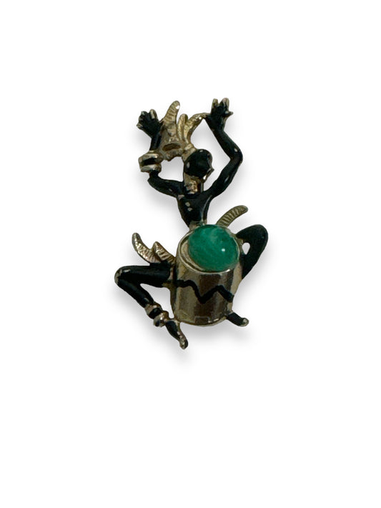 1960s African Drummer Brooch