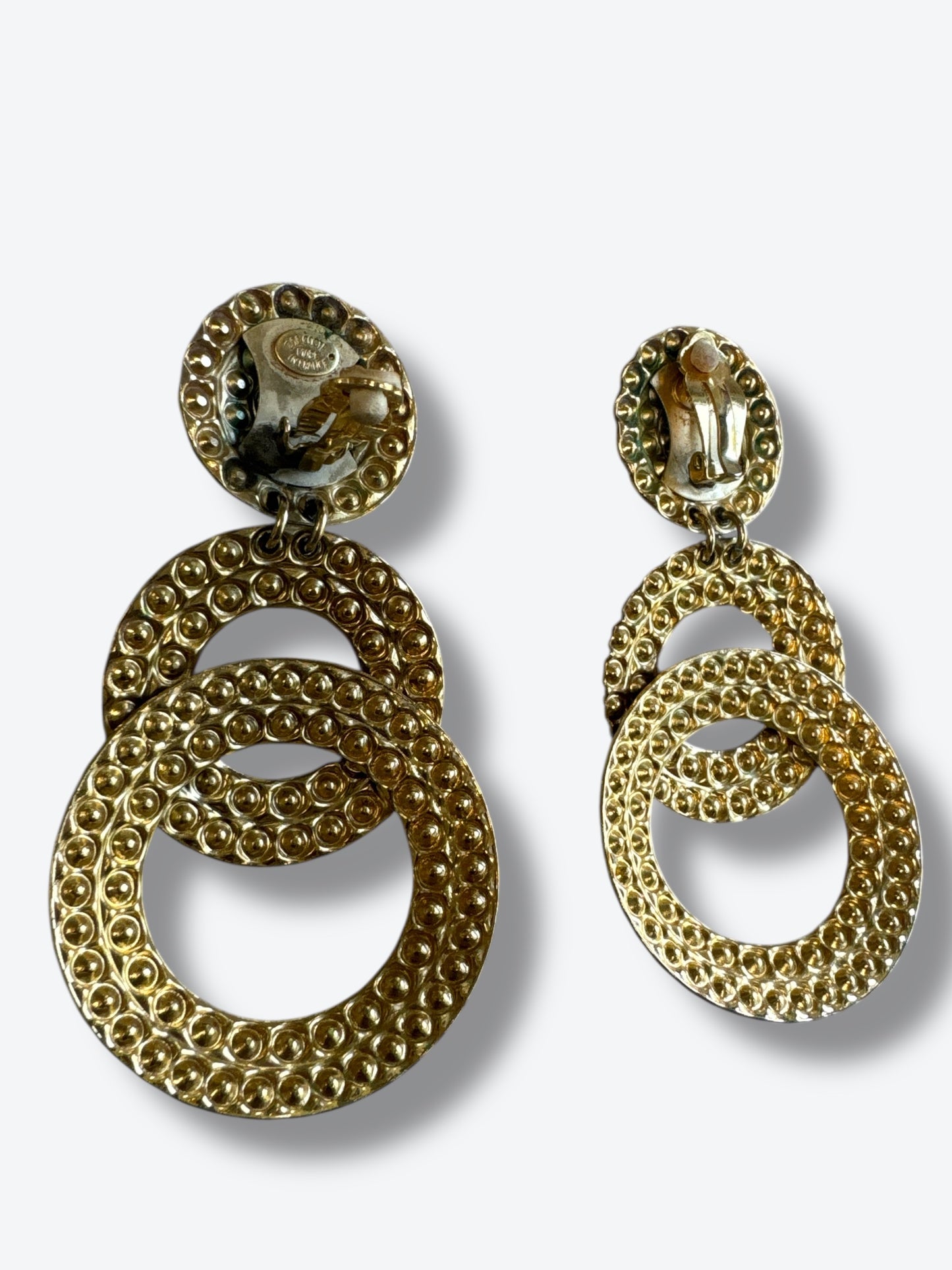 1980s Zoe Coste Paris Triple Concentric Hoops (Signed: Clip on)