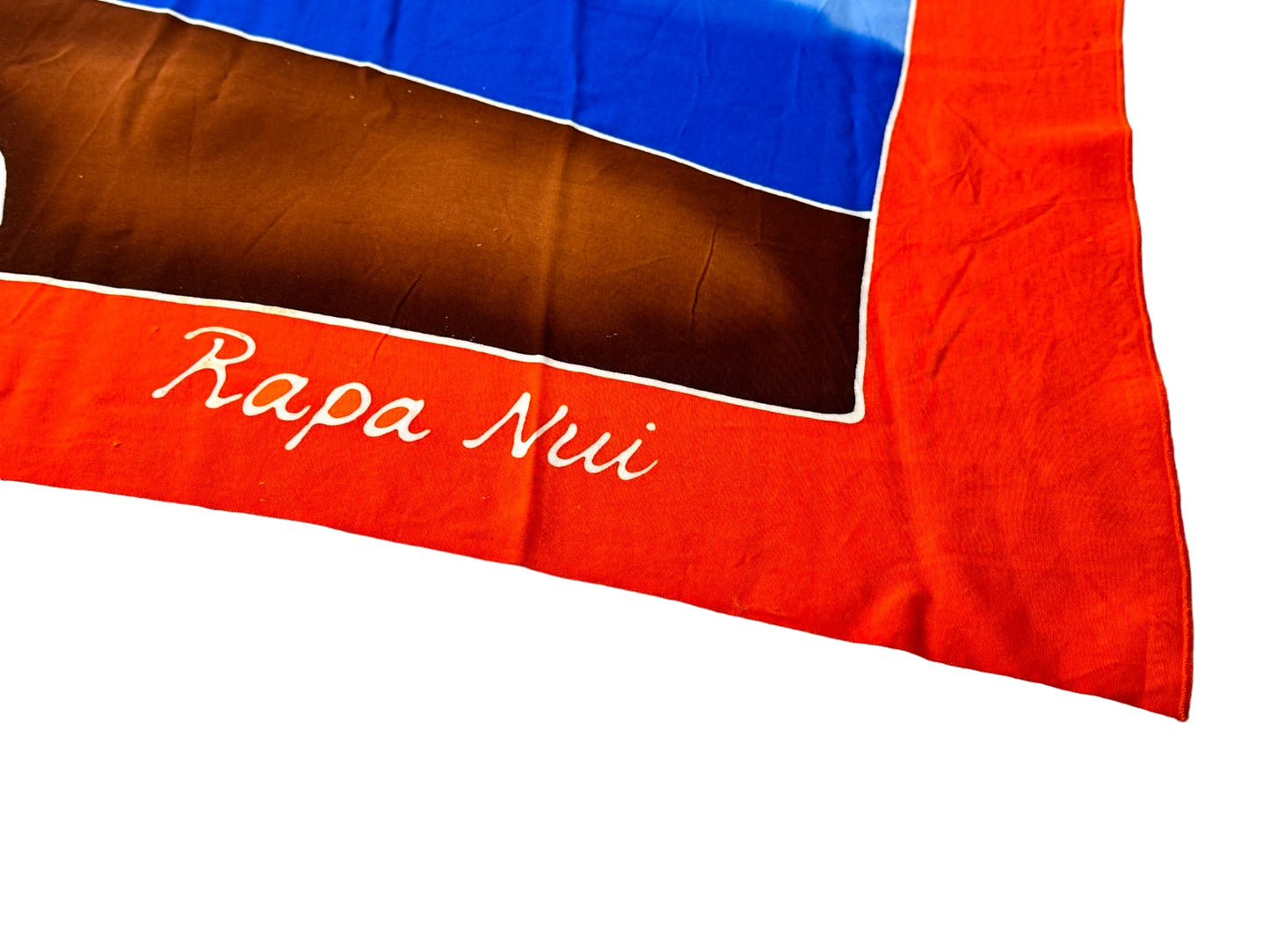 1990s 47” x 66” Rapa Nui Rayon Scarf