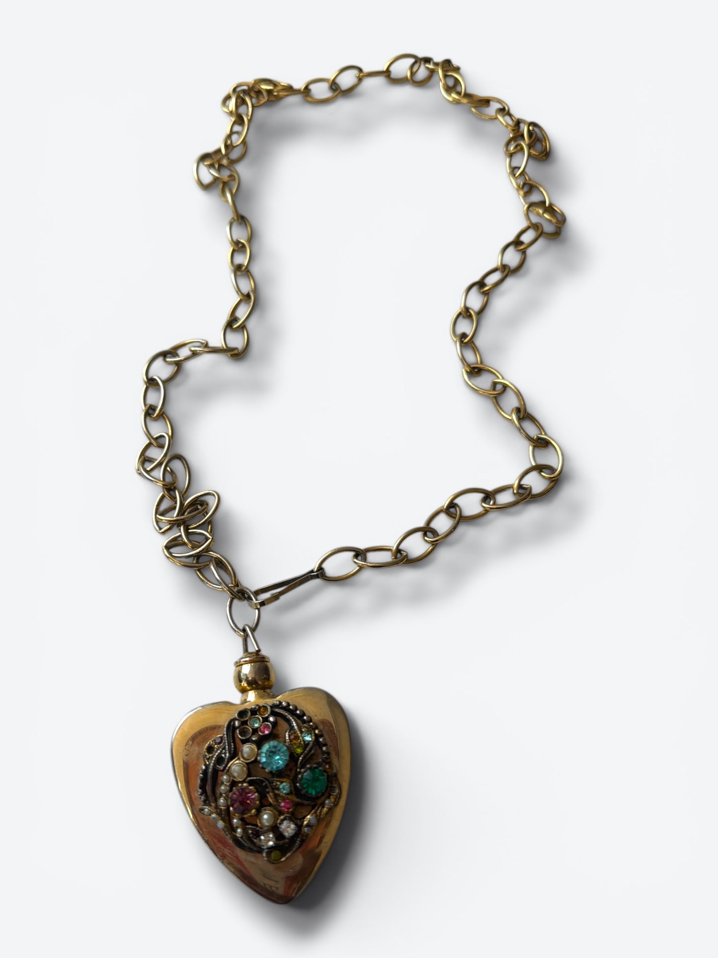 1980s Gold Charm Link Necklace