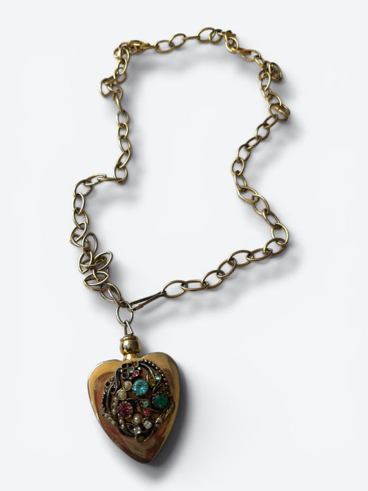 1980s Gold Charm Link Necklace