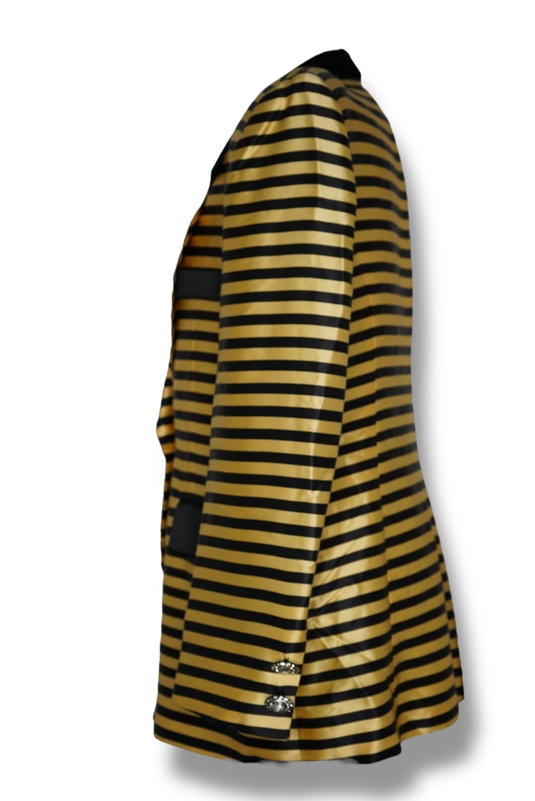 1980s Lilli Taylor Black & Creme Stripe Diamond Button Blazer