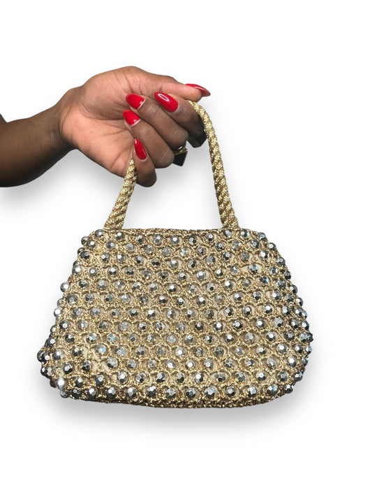 1940s Barbara Lee Gold Mesh and Sliver Beaded Bag