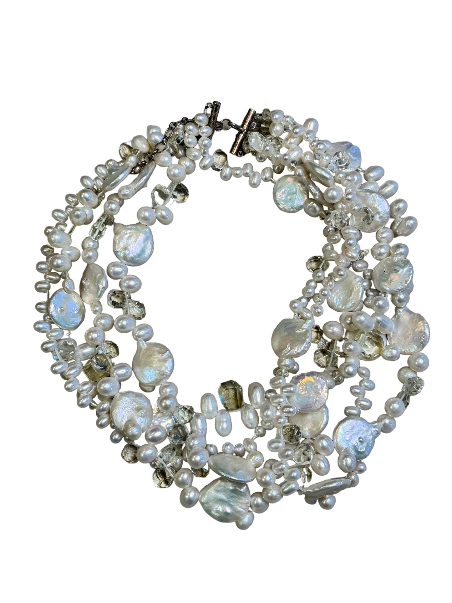 Vintage River Water and Faux Pearl Necklace