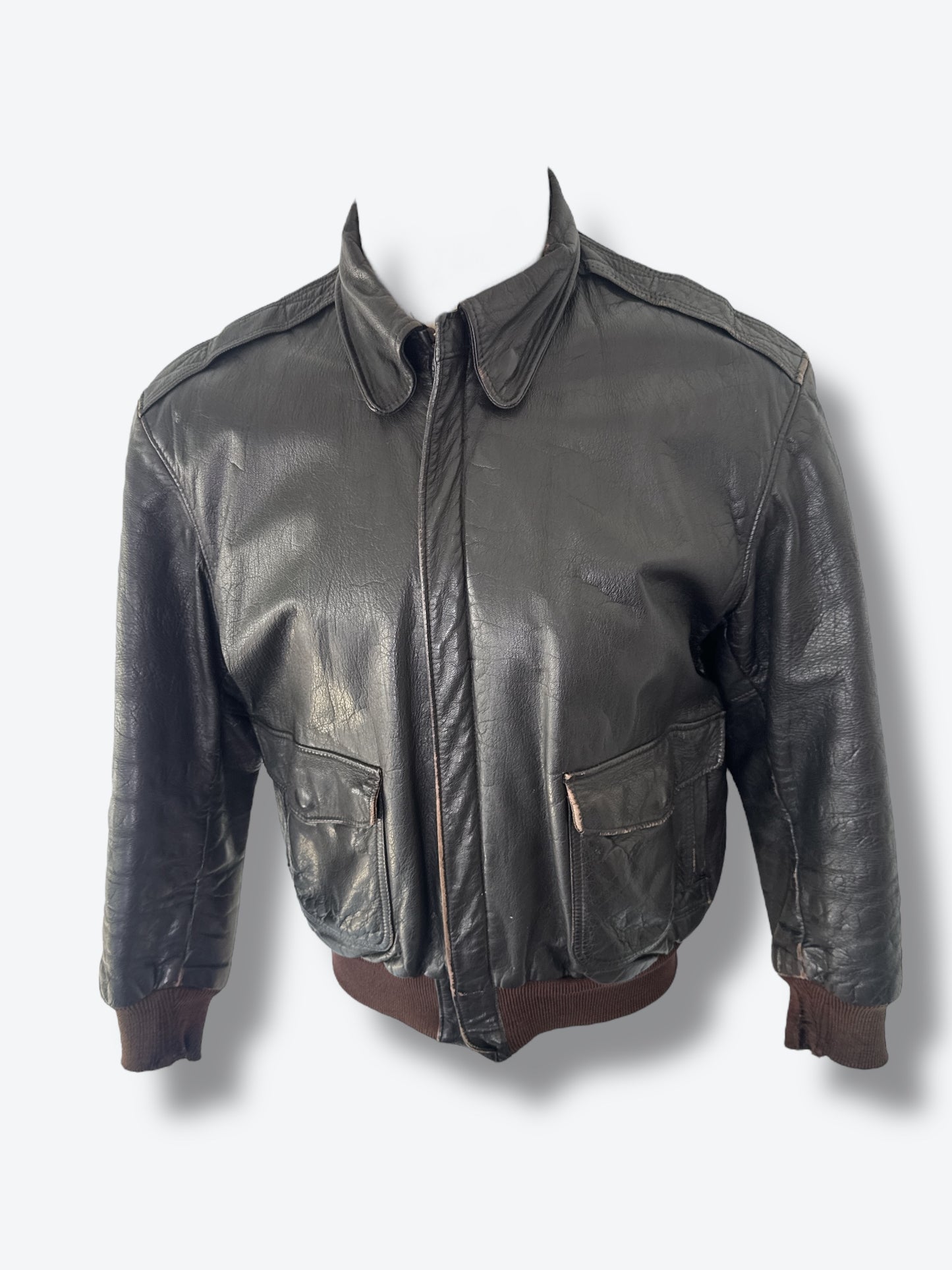 Vintage LL Bean “Worn” Leather Bomber Jacket
