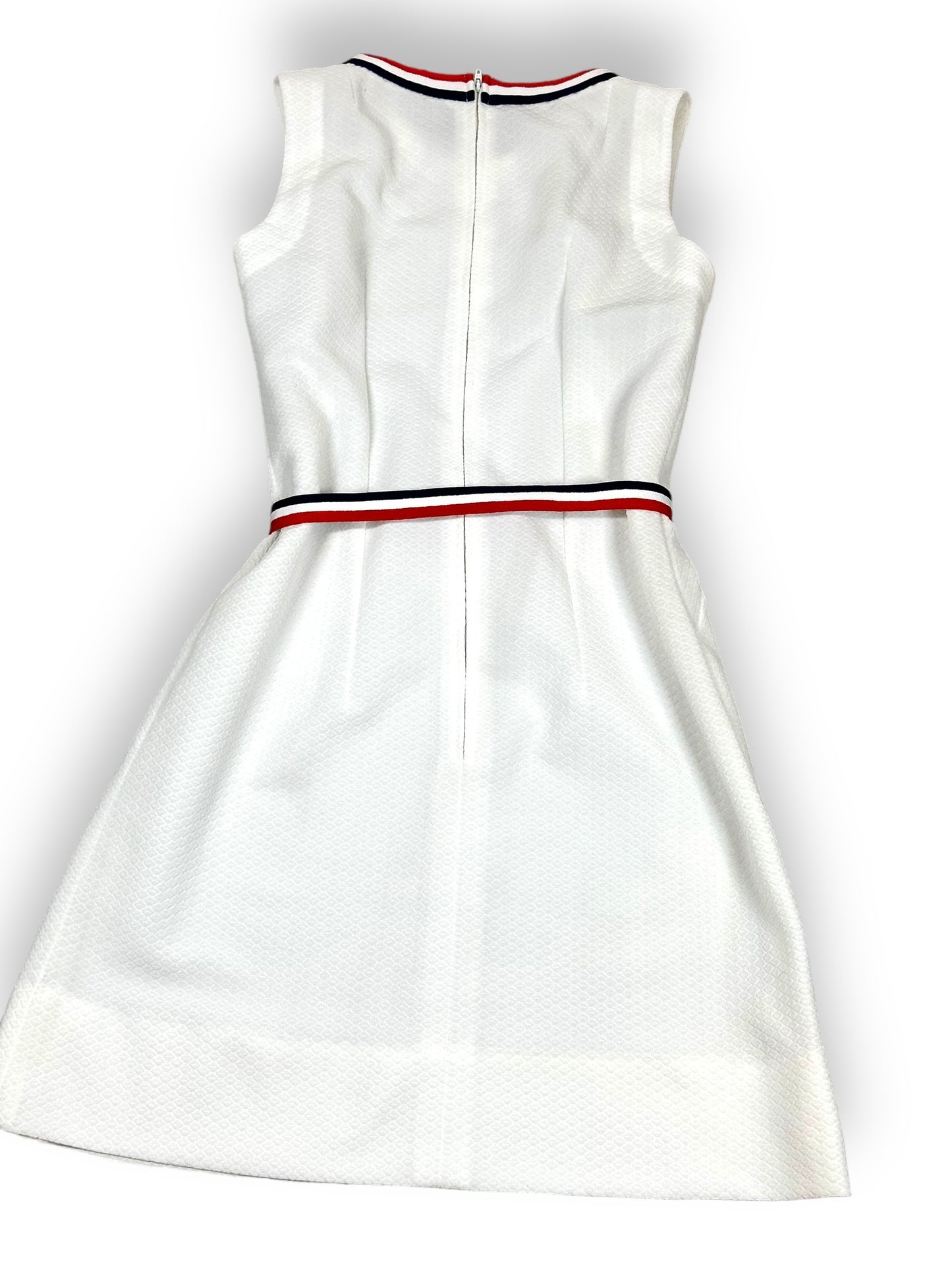 1970s White Mesh Belted Shift Dress