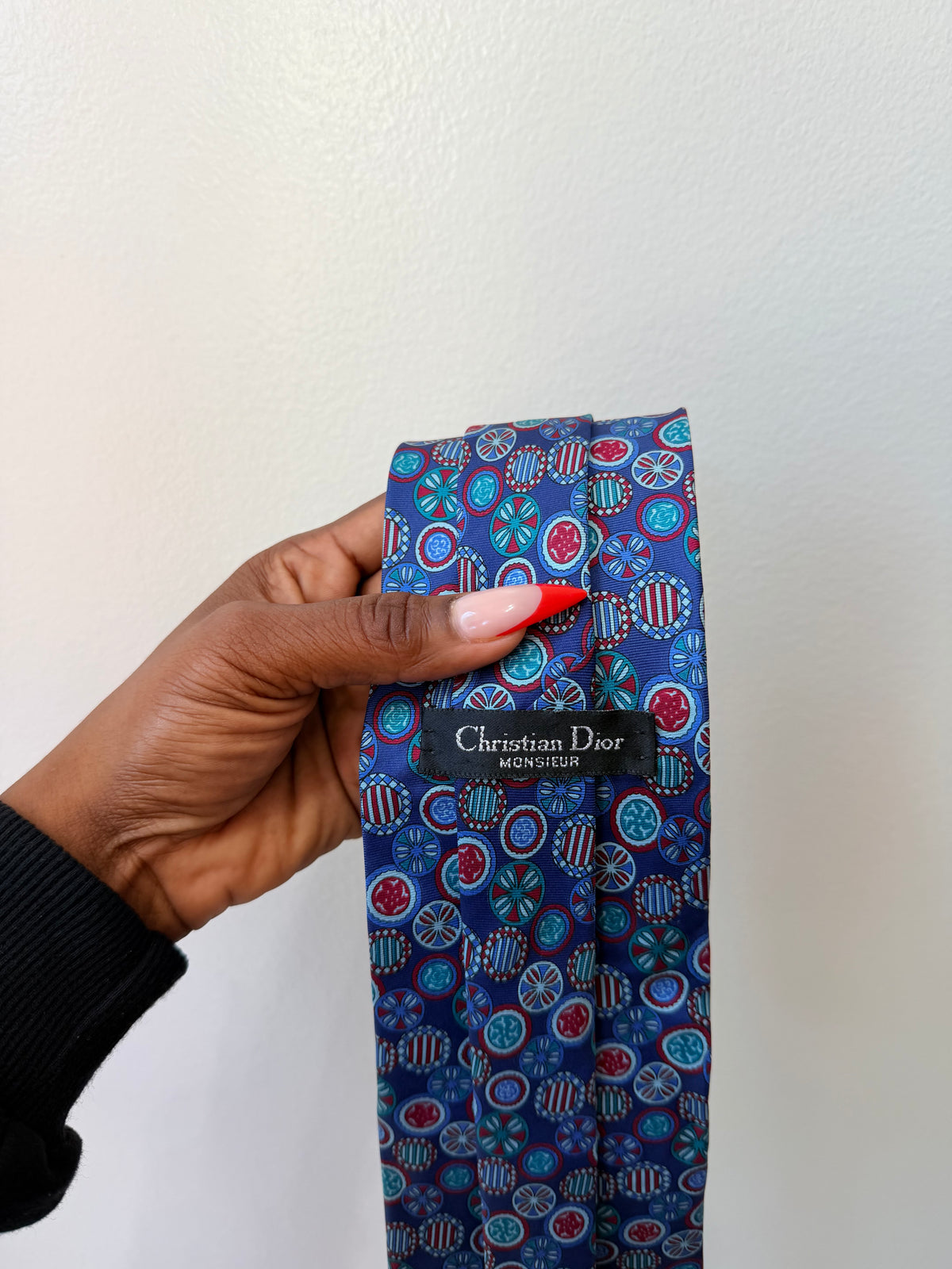 Vintage Christian Dior Blue Pattern Scarf