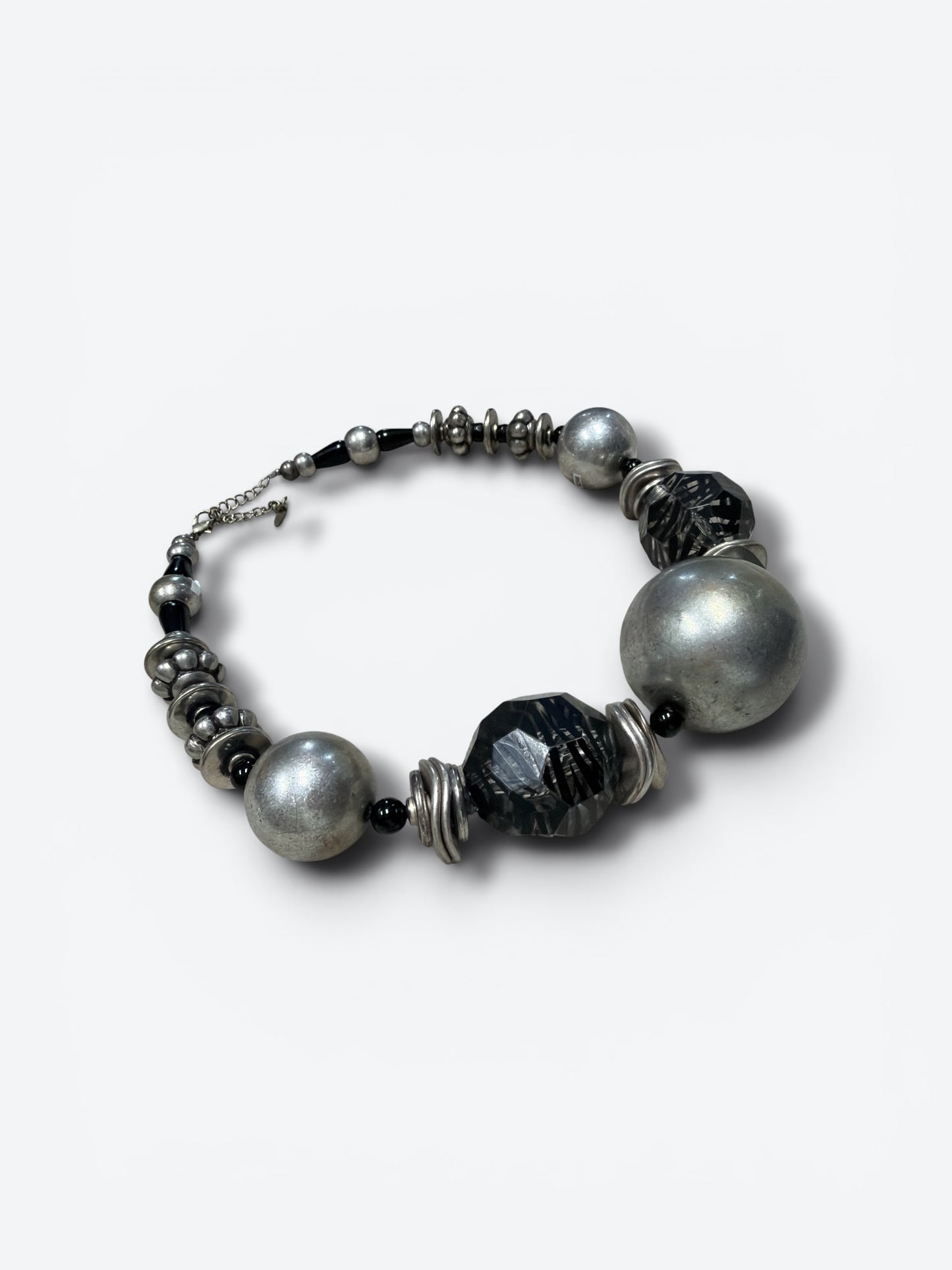 Vintage Gunmetal & Smoky Crystal Statement Necklace