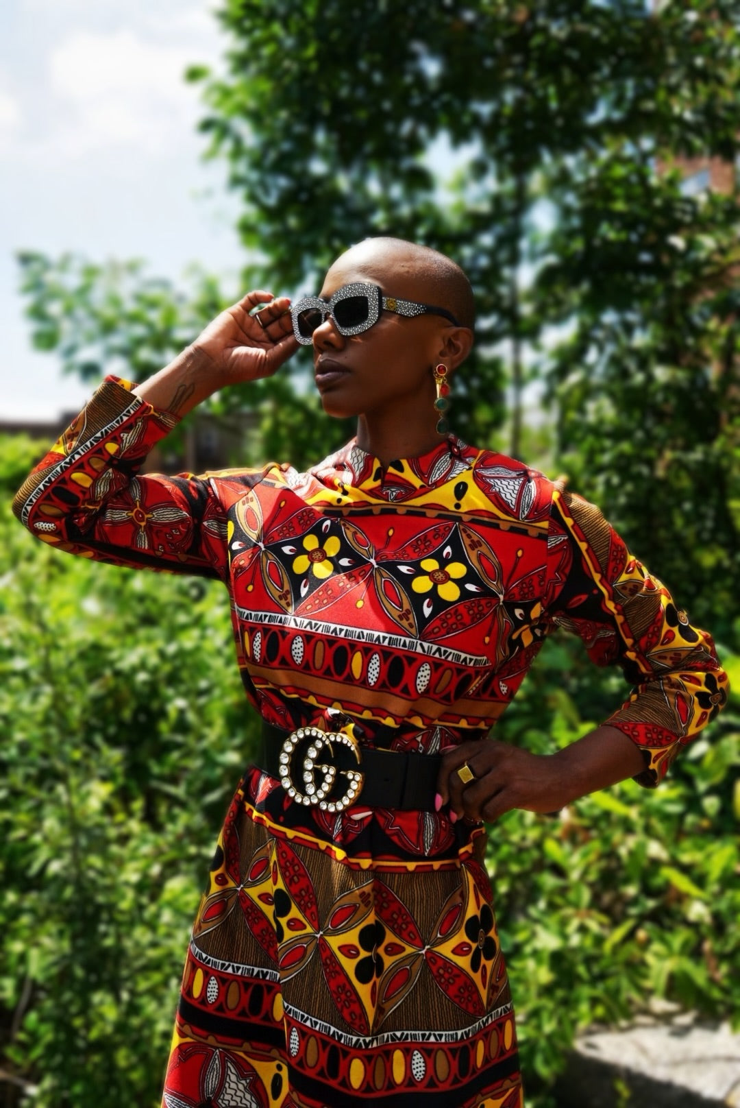 #131. 1960s Bold print Mod - Mini Vintage-inspired Tribal Dress
