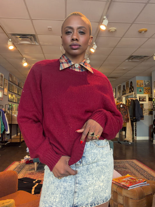 1980s/90s Burgundy Brooks Bros Crewneck Wool Sweater