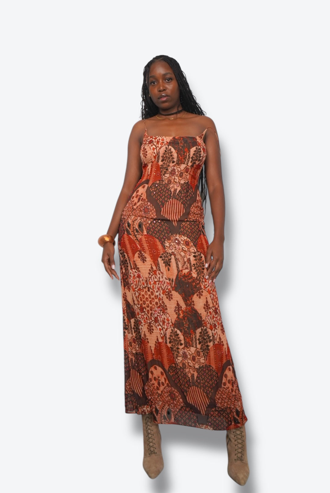 Y2K Deadstock Kay Unger Silk Red Multi  Beaded Dress