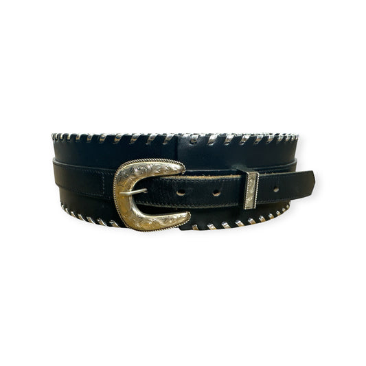 Y2K “CDE” Sliver Whipstitched Waist Belt