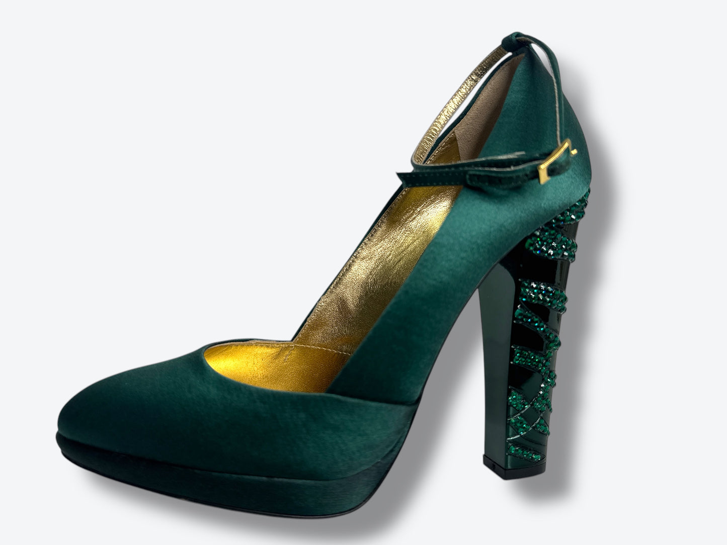 Roberto Cavalli Green Smerillo Gem Heel Platforms