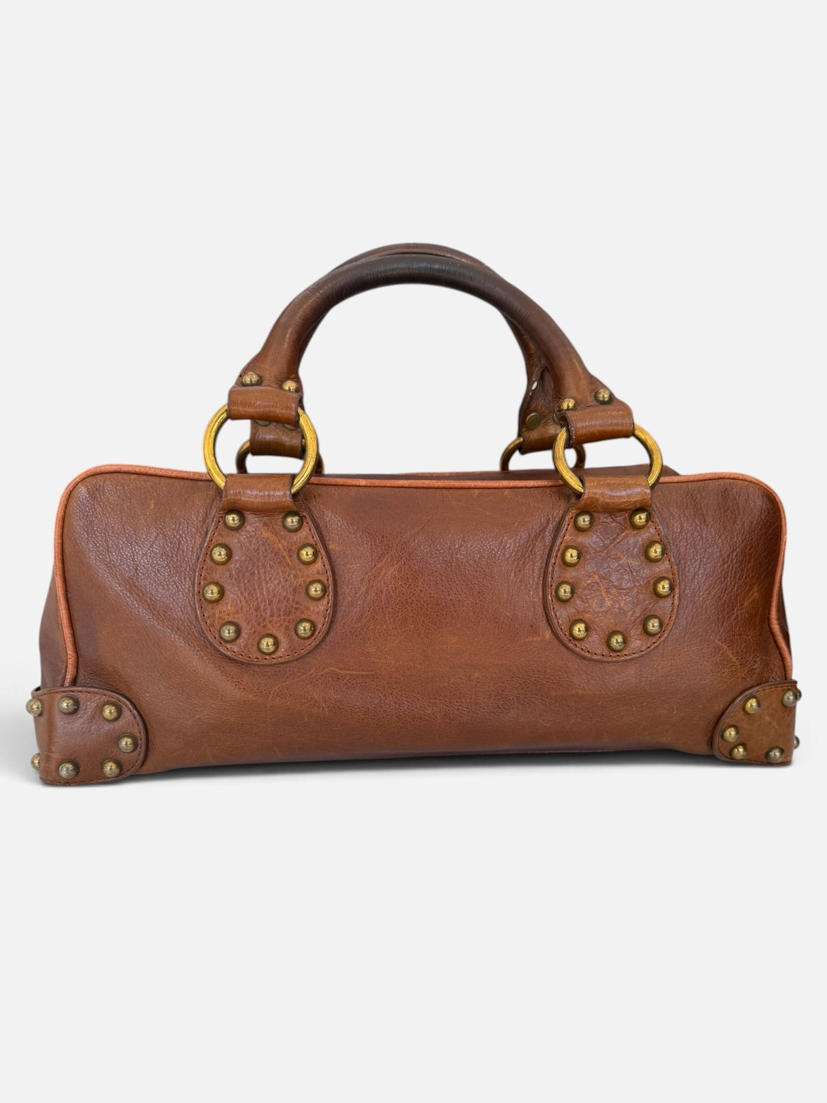 Y2K Kona Brown & Gold Grommet Satchel