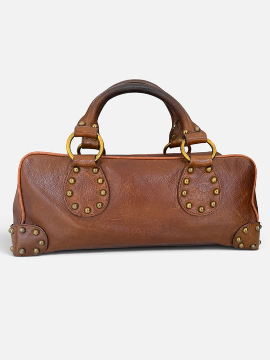 Y2K Kona Brown & Gold Grommet Satchel