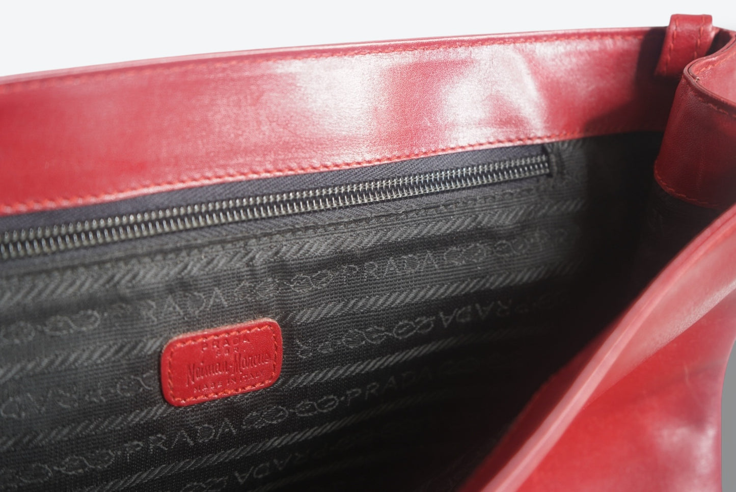 Y2K Prada X Neiman Marcus Red Whipstitch Clutch