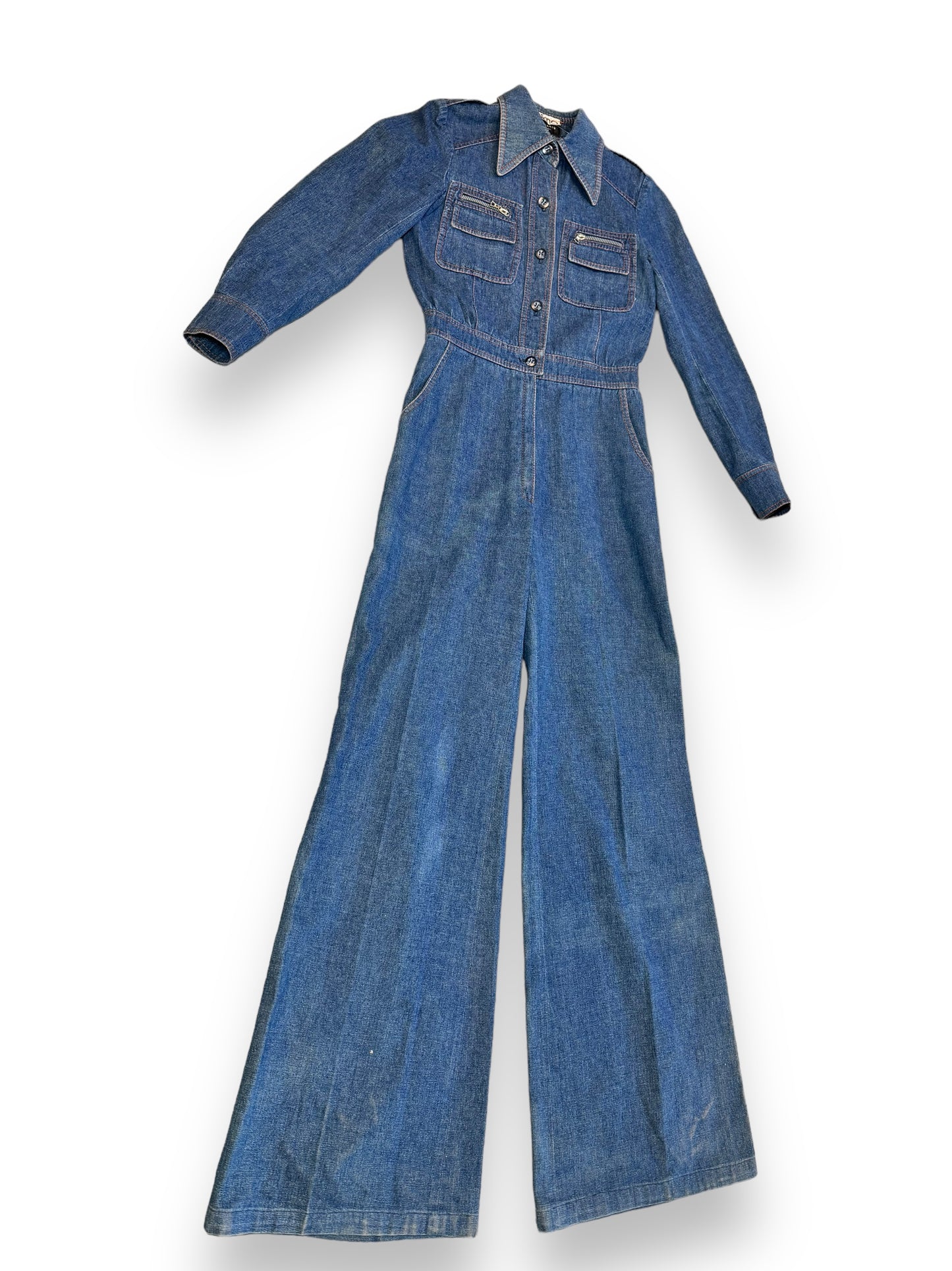 1970s Rafael Denim Bell Bottom Jumpsuit