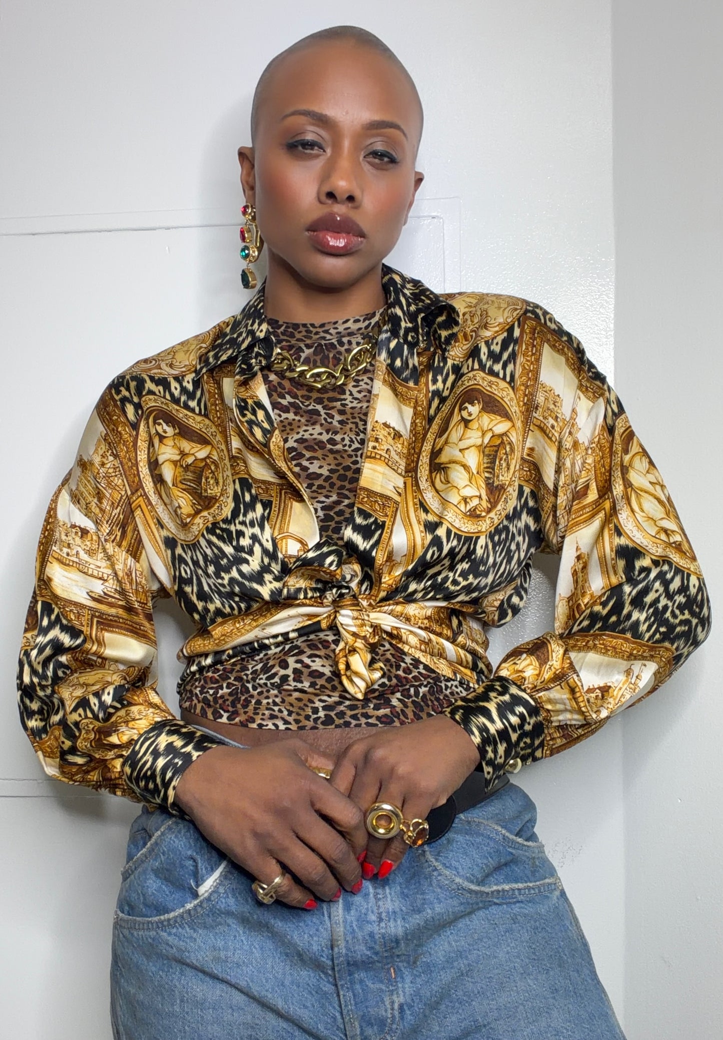 The Starington Leopard + Mediallion Blouse