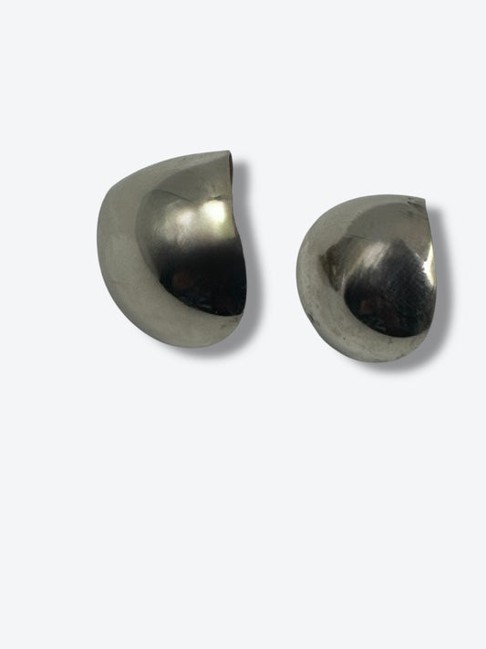 Vintage Modernist Sterling Silver Half-Dome Earrings