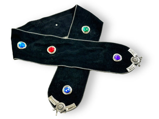 1980s / 1990s Vintage Gem + Jeweled Suede Sash Belt