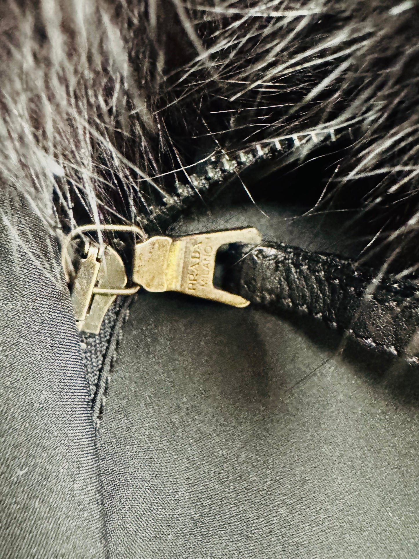 Y2K Prada Noir Trench with Fox Fur Collar