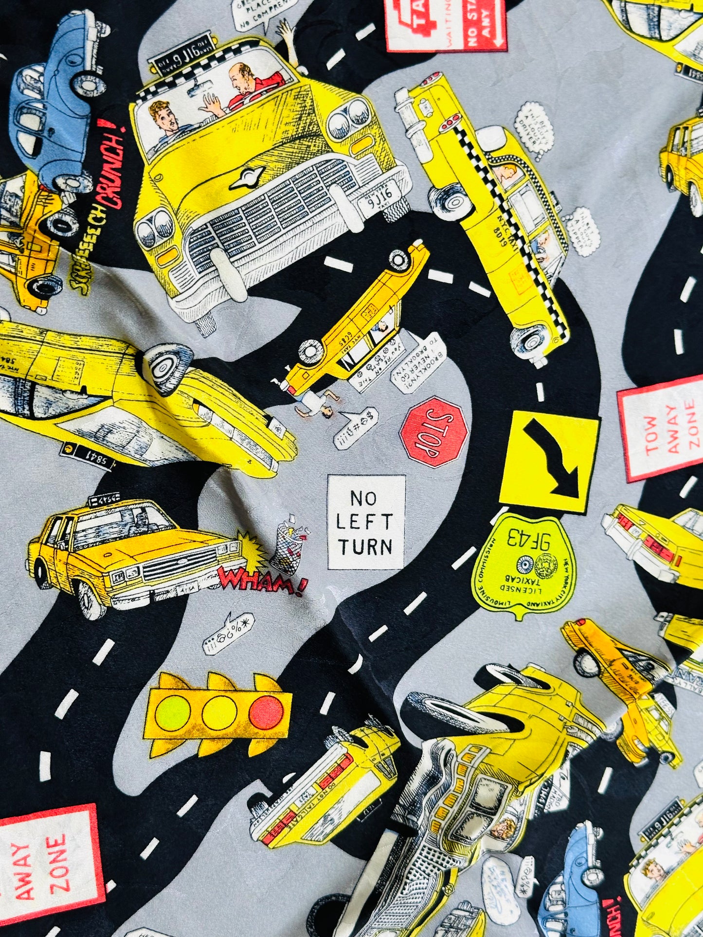 Y2K 42” x 42” Nicole Miller Taxi Silk Scarf