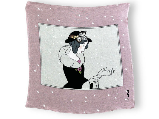 Vintage Japanese 17” x 17” Pretty Woman Scarf
