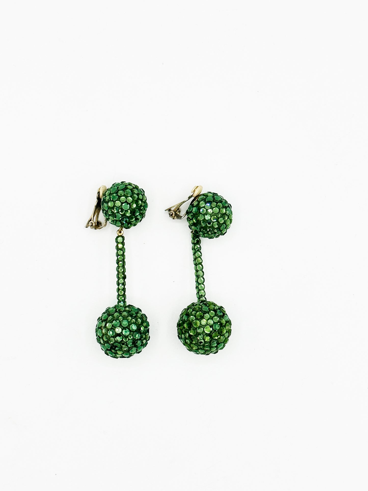 1960s Green Sequin Evening Ball Earrings (Not Signed)