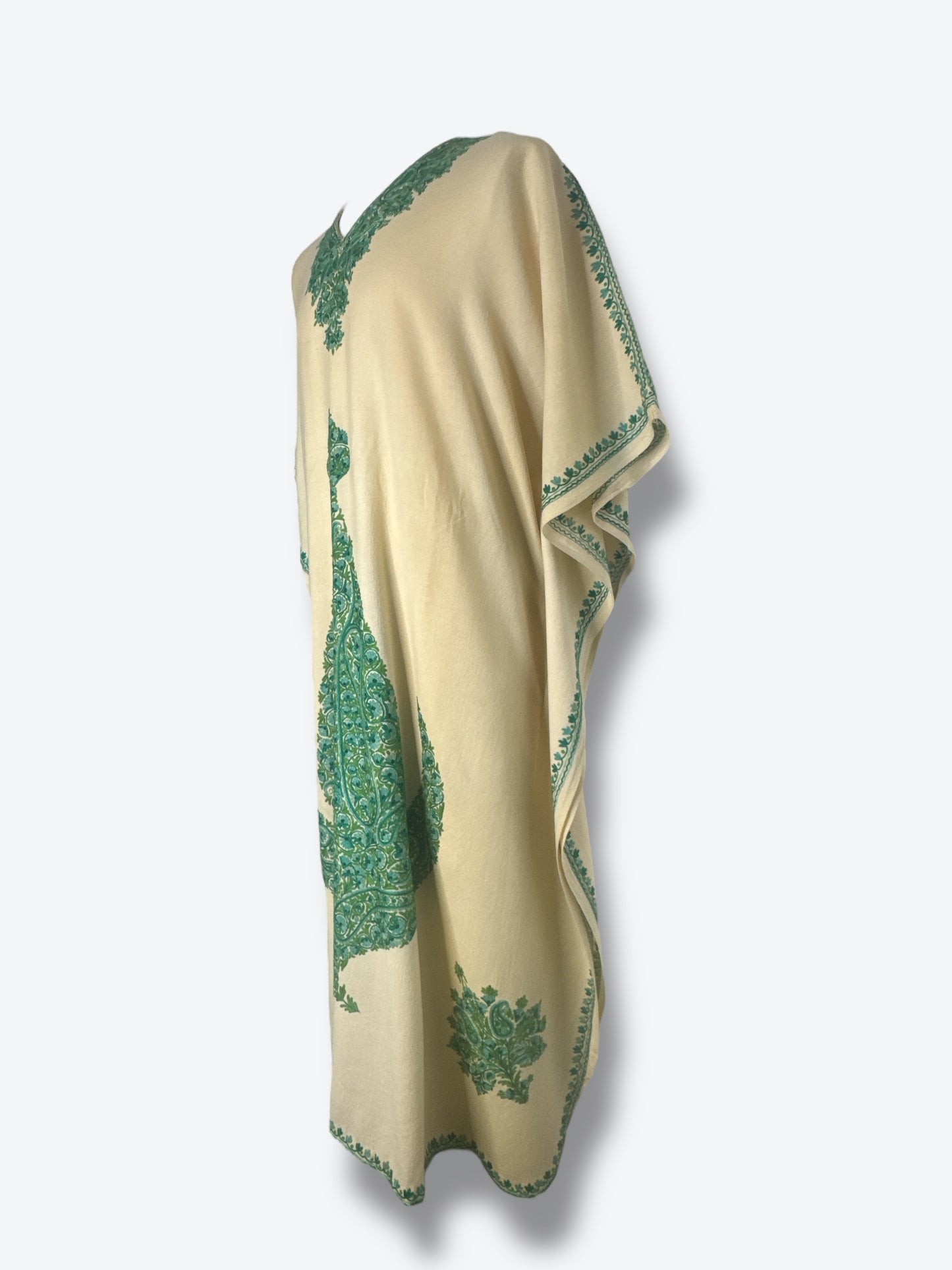 1970s Creme and Green Poncho