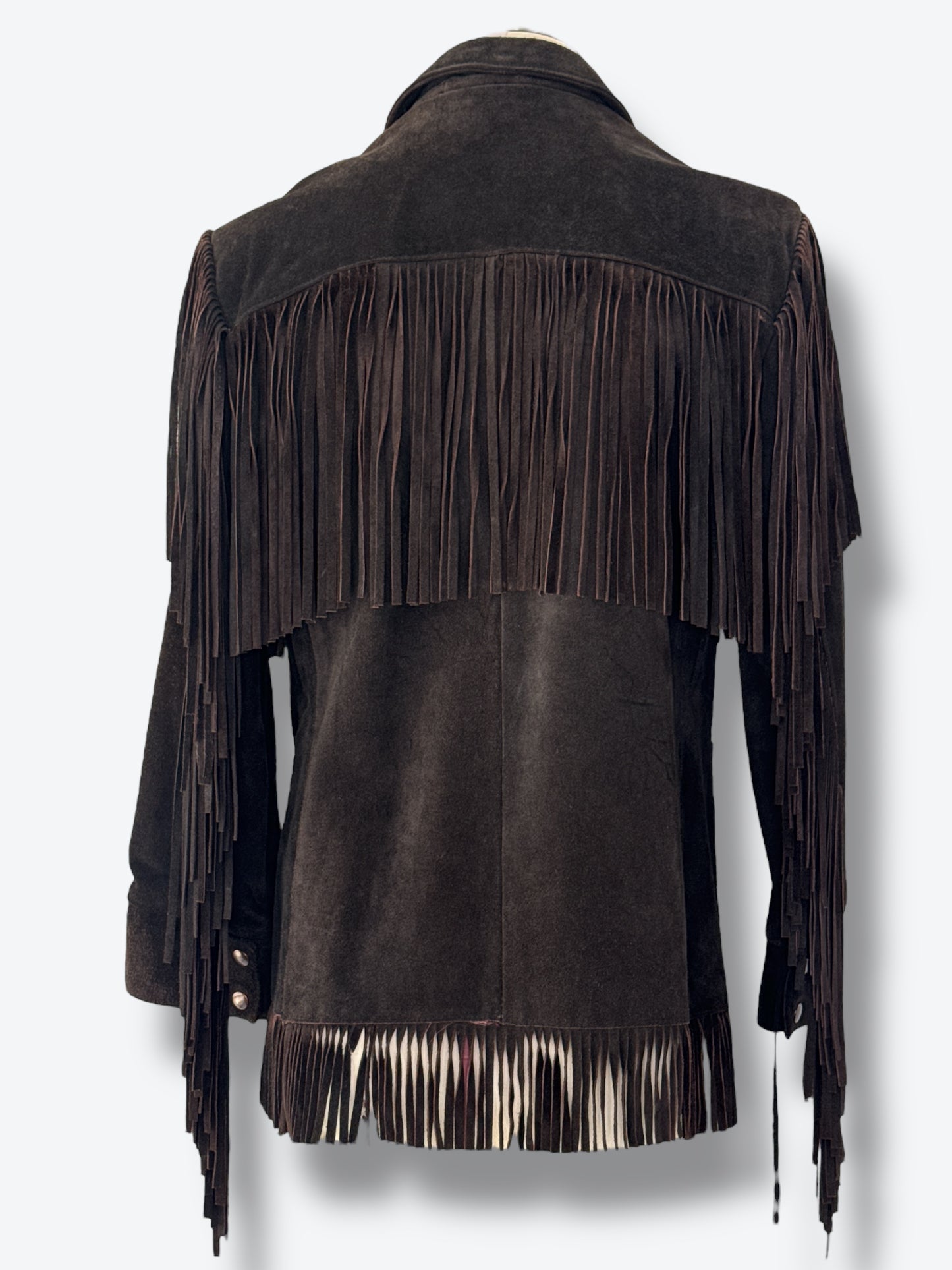 1970s Vakko Unisex Coco Brown Fringe Jacket