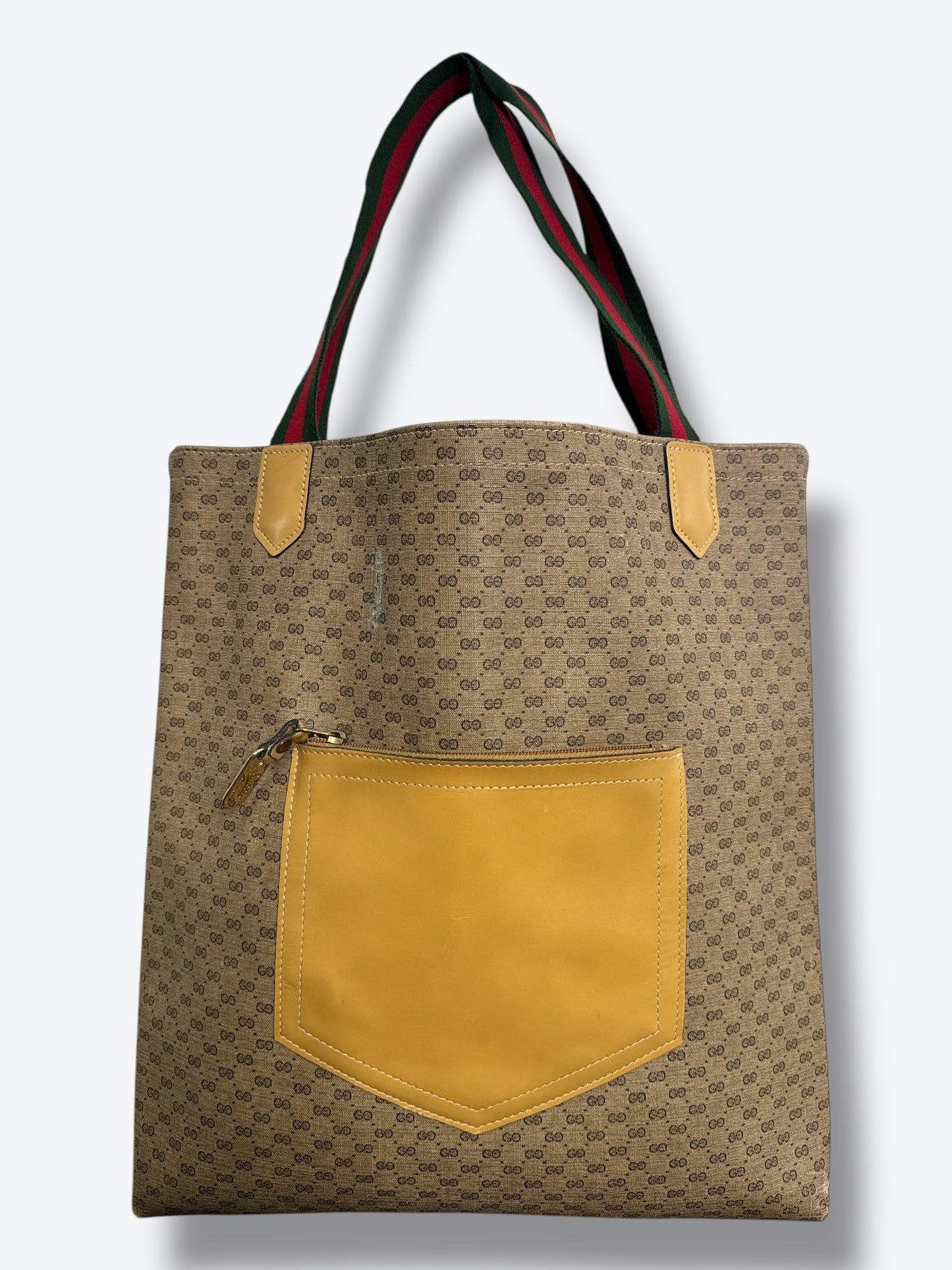 1970s Gucci GG Monogram Tote with Web Straps