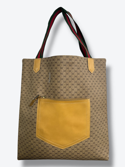 1970s Gucci GG Monogram Tote with Web Straps