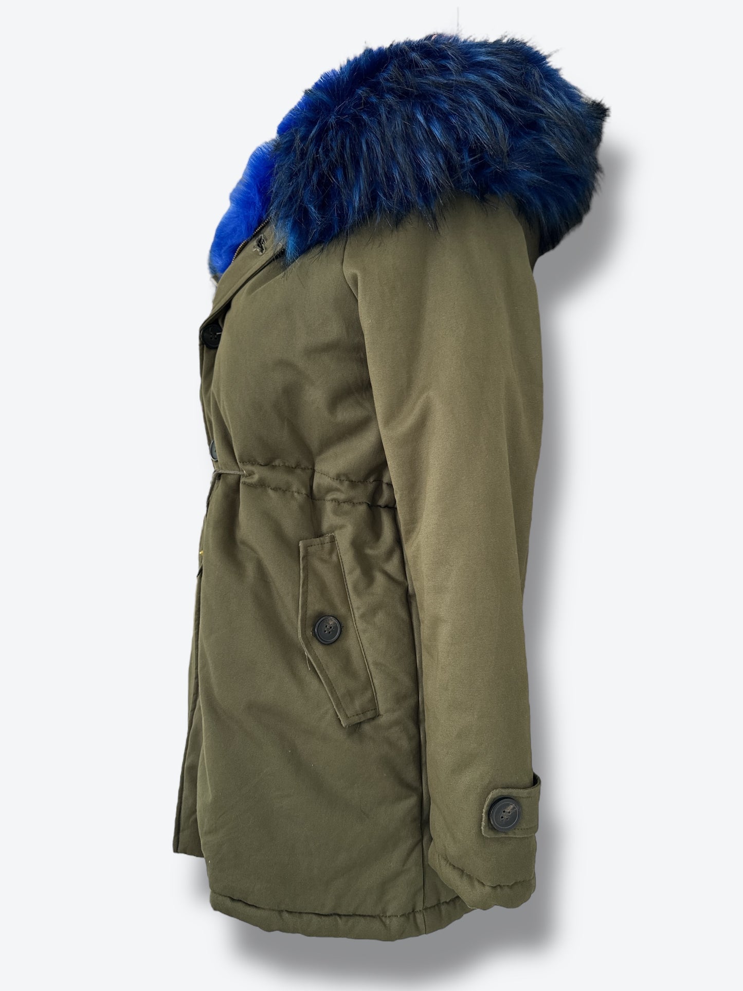 Y2K K.Zell Indigo Faux Fur Cargo Jacket