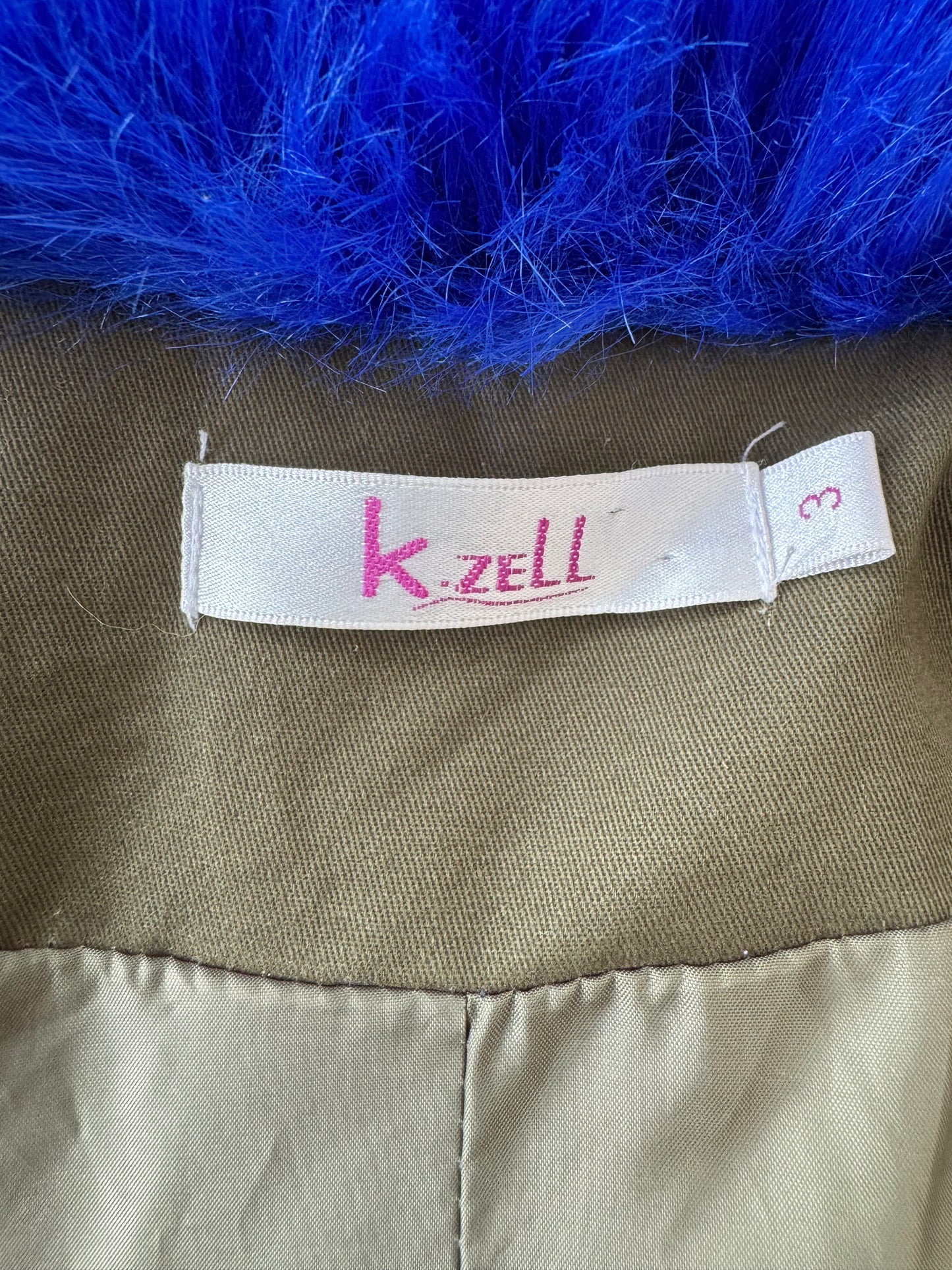 Y2K K.Zell Indigo Faux Fur Cargo Jacket