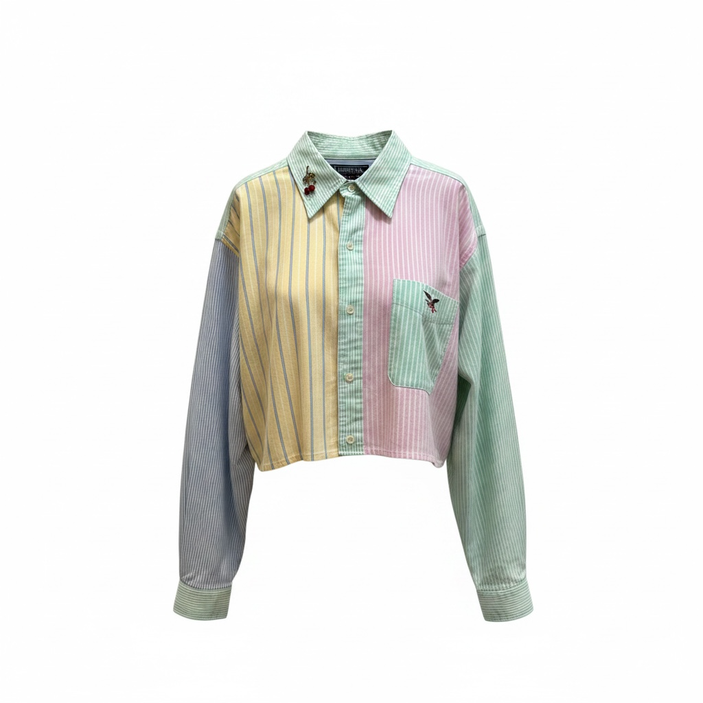 Kameo Edit American Eagle Striped Crop Blouse